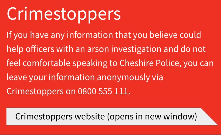 CongletonFS's tweet image. Please help us reduce the number of deliberate fires in Cheshire
Setting fires deliberately is an offence. If you have any information please report it! You can contact the Police online or by calling 101 or Crimestoppers, anonymously, on 0800 555 111.
orlo.uk/1Ihtk