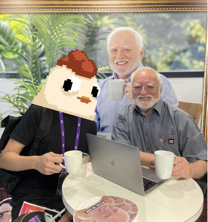 pokpok_io's tweet photo. #POKPOK team is out in @IVS_Official KYOTO
Credit to @Memeland &amp; hide the pain Harold.
LFG!! https://t.co/juG4rh3jl1