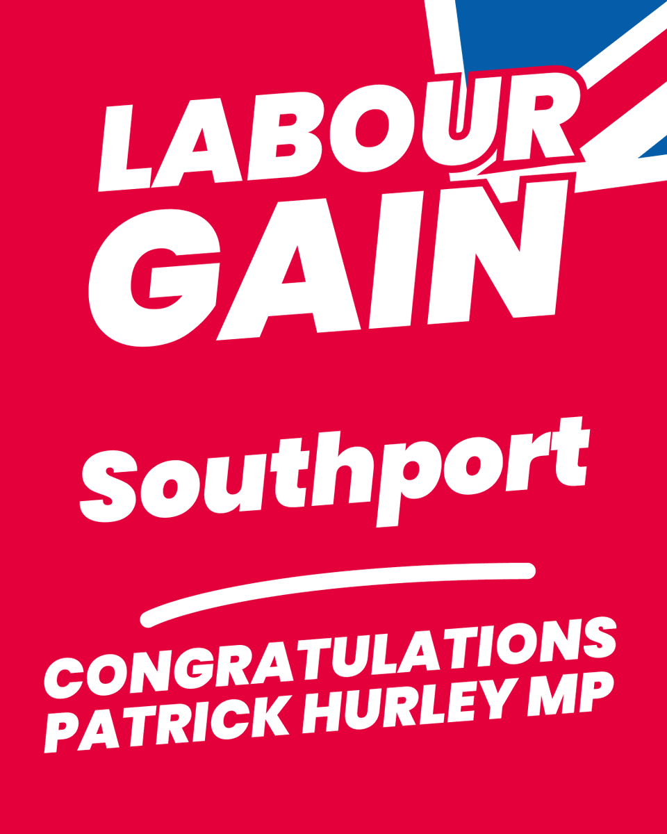 UKLabour's tweet photo. Labour GAIN Southport from the Conservatives 🌹 https://t.co/8XLr6BFlW8