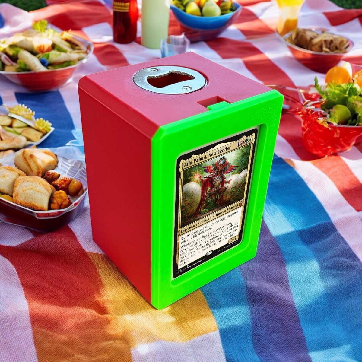 cabalcoffees's tweet image. Selling these bottle openers. They also have storage for an MTG Commander deck including a display window for top loaders. 

Never be caught with a bottle you can’t open again!