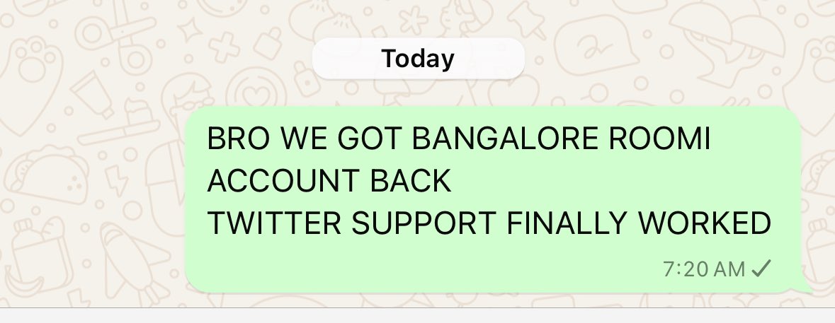 OMG I got <a href="/BangaloreRoomi/">Bangalore Roomie</a> back 😭😭😭😭😭😭😭😊