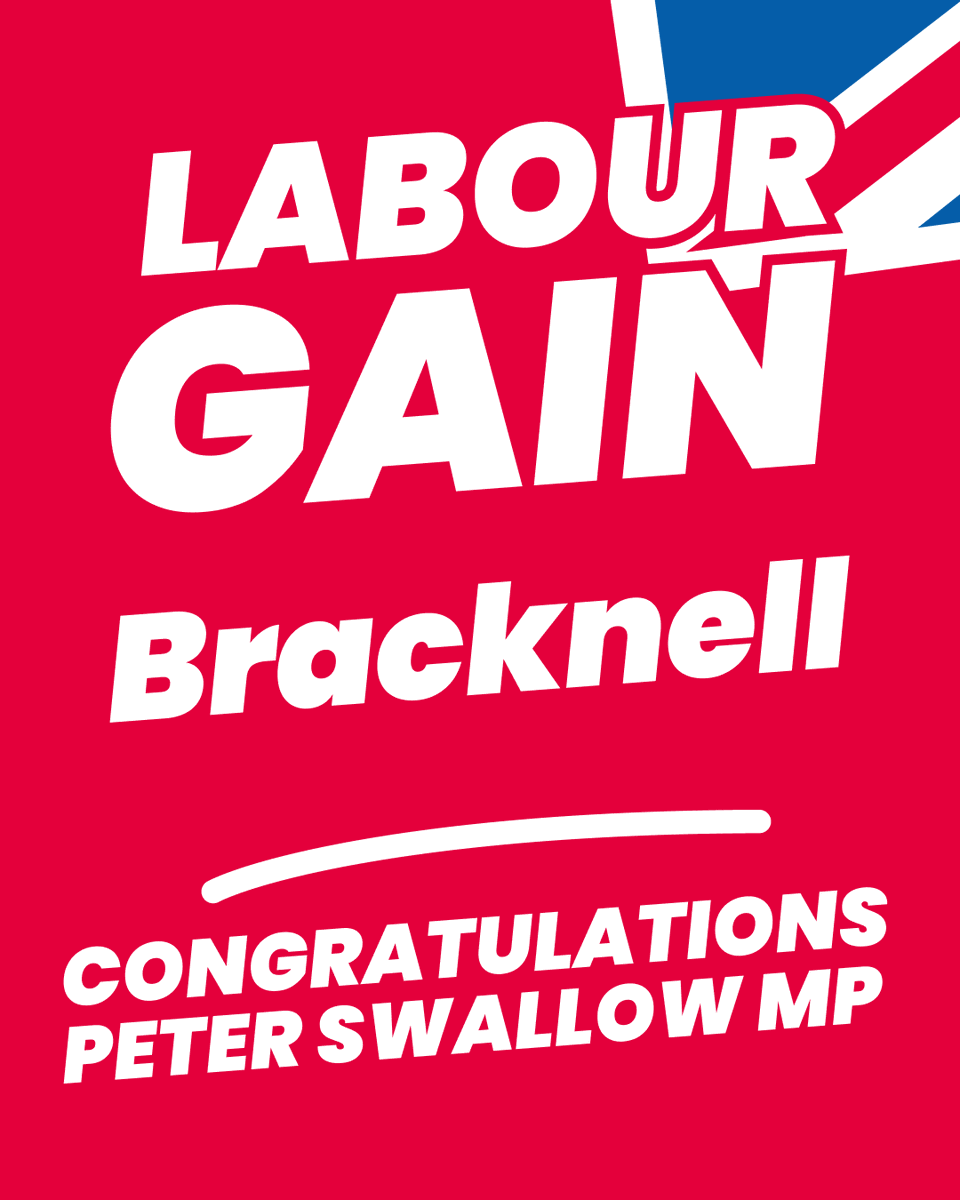 UKLabour's tweet photo. Labour GAIN Bracknell from the Conservatives 🌹 https://t.co/4PVEi6yN3Y