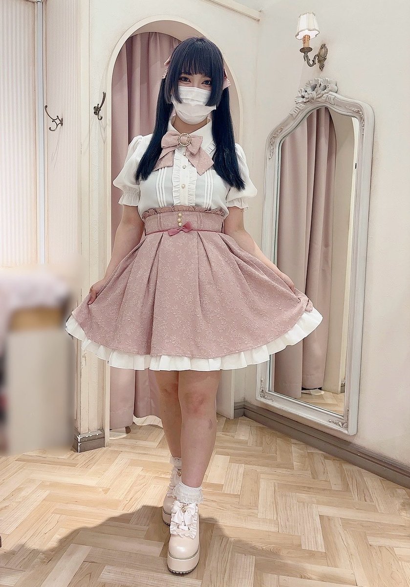 Amavel ウエストプチリボンジャガードスカート サックス 【公式通販】