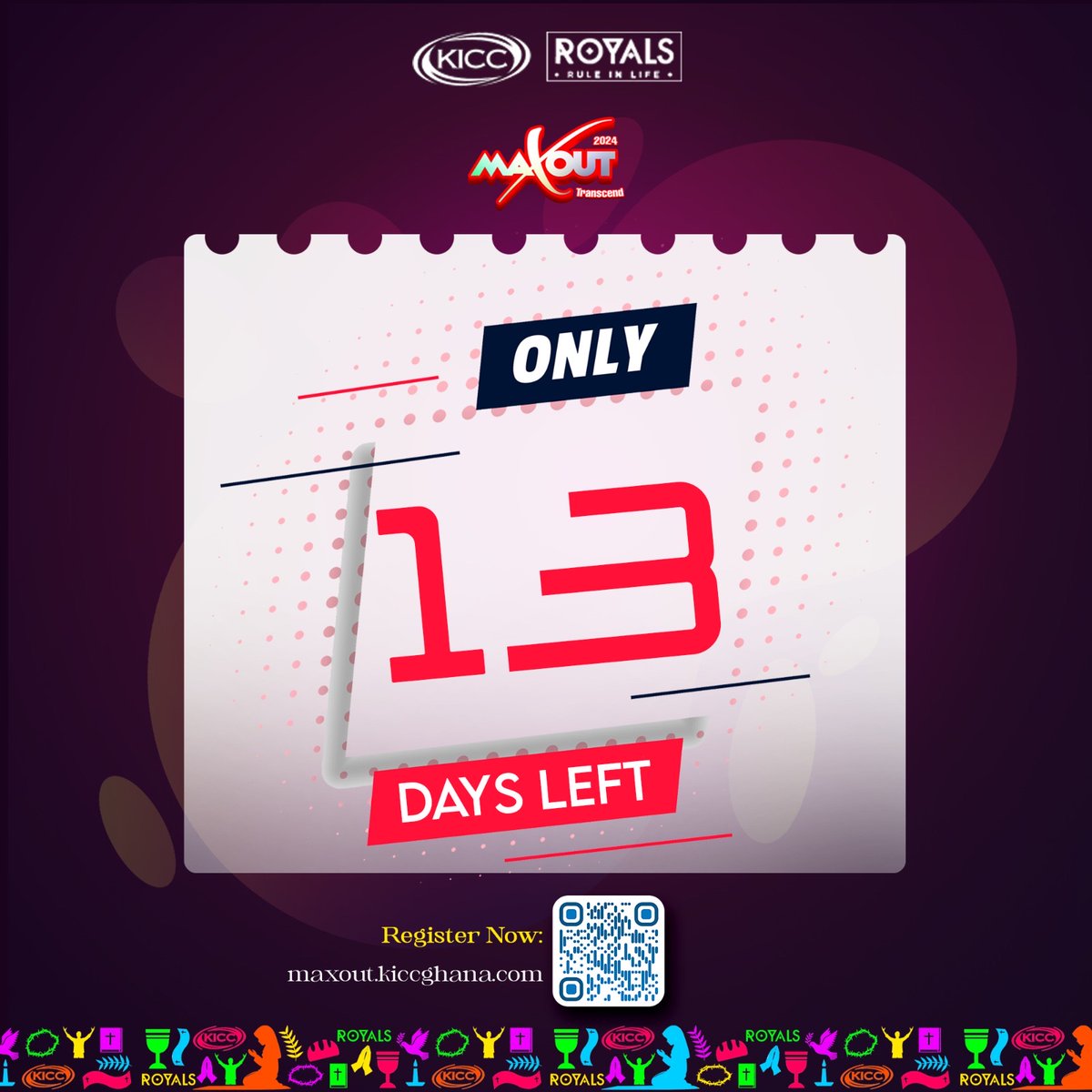 kiccghana's tweet photo. Just 13 days left!  
As we get closer to MaxOut2024, let's remember the power of community and faith. Stay tuned for more updates! Don't forget to register: https://t.co/ULtwu0aEqV #MaxOut2024 #13DaysToGo https://t.co/6LJ7mDmuAW