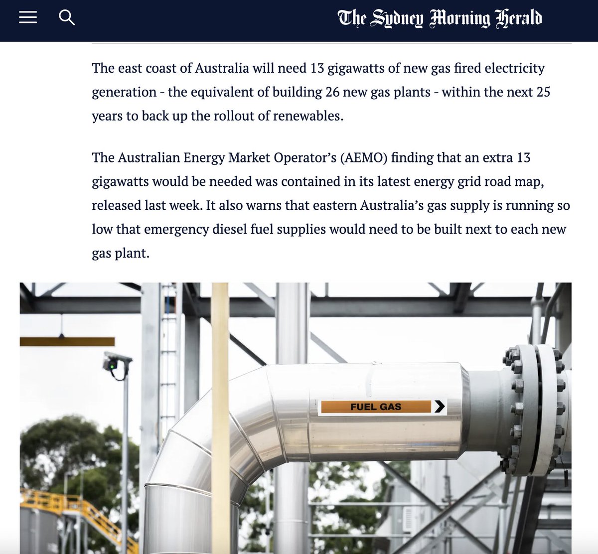 GalileeEnergy's tweet photo. The Australian Energy Market Operator says Australia's east coast  will need 13 gigawatts of new #gas fired #power generation – equal to 26 new gas plants - within 25 years to fuel the #renewables rollout.  See more  in the @smh 👉 https://t.co/l18cRXMOZ3
@GalileeEnergy #asx $GLL https://t.co/0RMlAXs2Uy