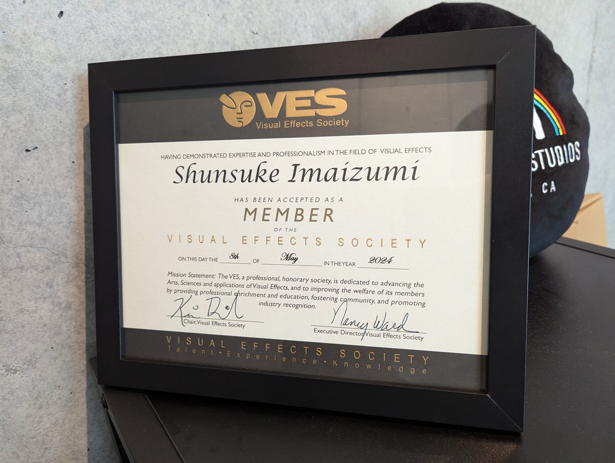 ShunImaizumi's tweet image. VESの会員になりました。
#VES #VisualEffectsSociety