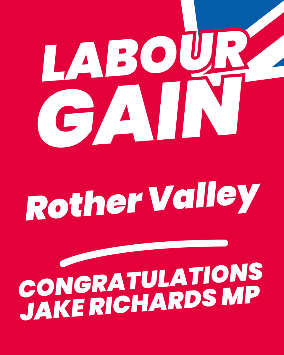 UKLabour's tweet photo. Labour GAIN Rother Valley from the Conservatives 🌹 https://t.co/FOA2jWt4x3