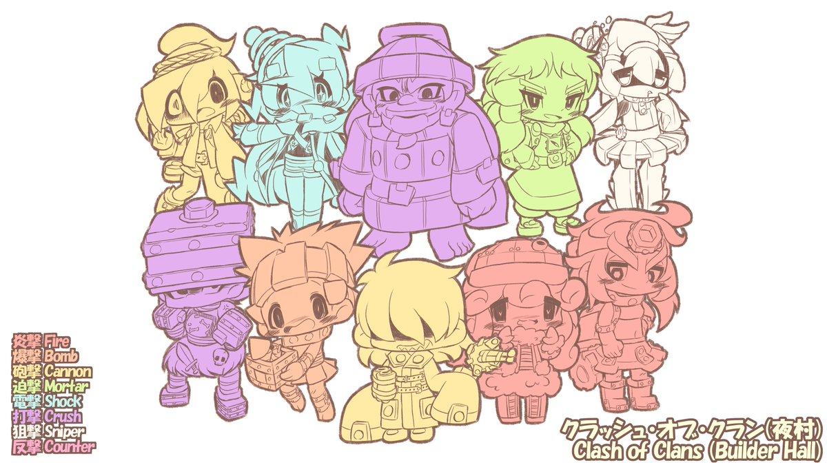 OsuWCF20's tweet photo. 八大兵器属性
#スパセル兵器擬人化Project

#クラロワ鋭角部
#クラクラ鋭角部 #ブームビーチ鋭角部 https://t.co/vKIed2E0hd