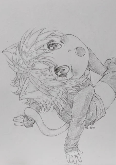 #アナログ #イラスト #落書き #女の子 #猫耳 