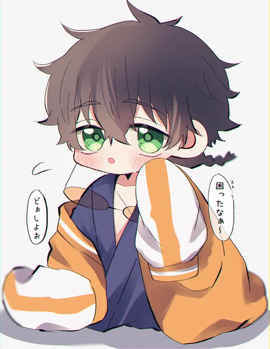 ちいちゃくなった子たち4人集まったので並べたくなっただけのやつ～(トガメ🐢・カジ🍭🎧・スオウ🫖・ウメミヤ🍅) 