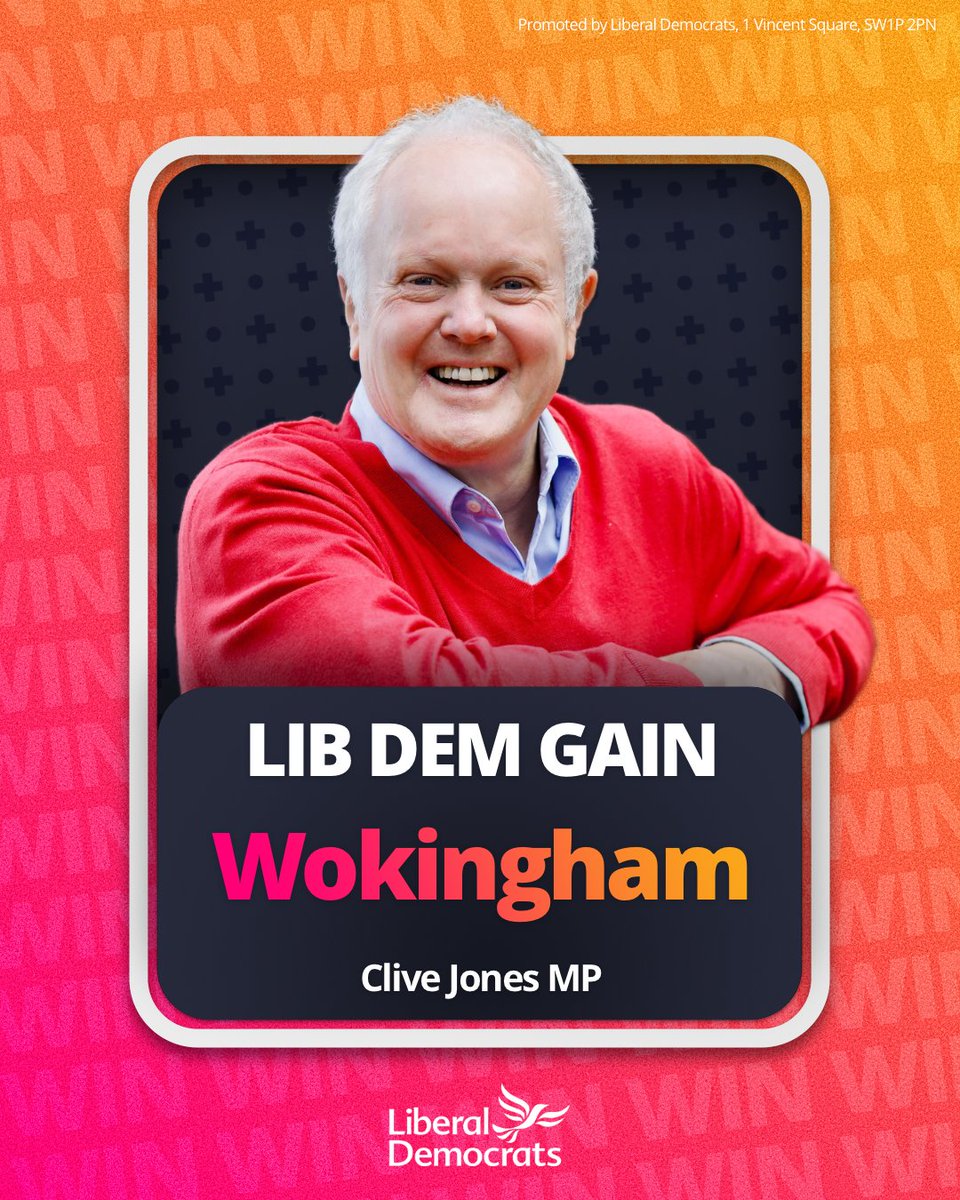 🔶Liberal Democrats GAIN Wokingham

Congratulations Clive Jones MP