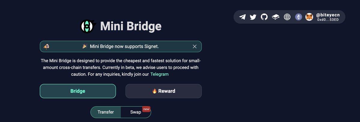 Chaineye_tools's tweet photo. Once you have registered your IDriss name and connected to MiniBridge, you will recognize your familiar identifier and bridge with ultimate confidence!
Try out the integration at https://t.co/wC0filGWkq
#web3 #L2 #MiniBridge #ETH https://t.co/hj3UcpScsn