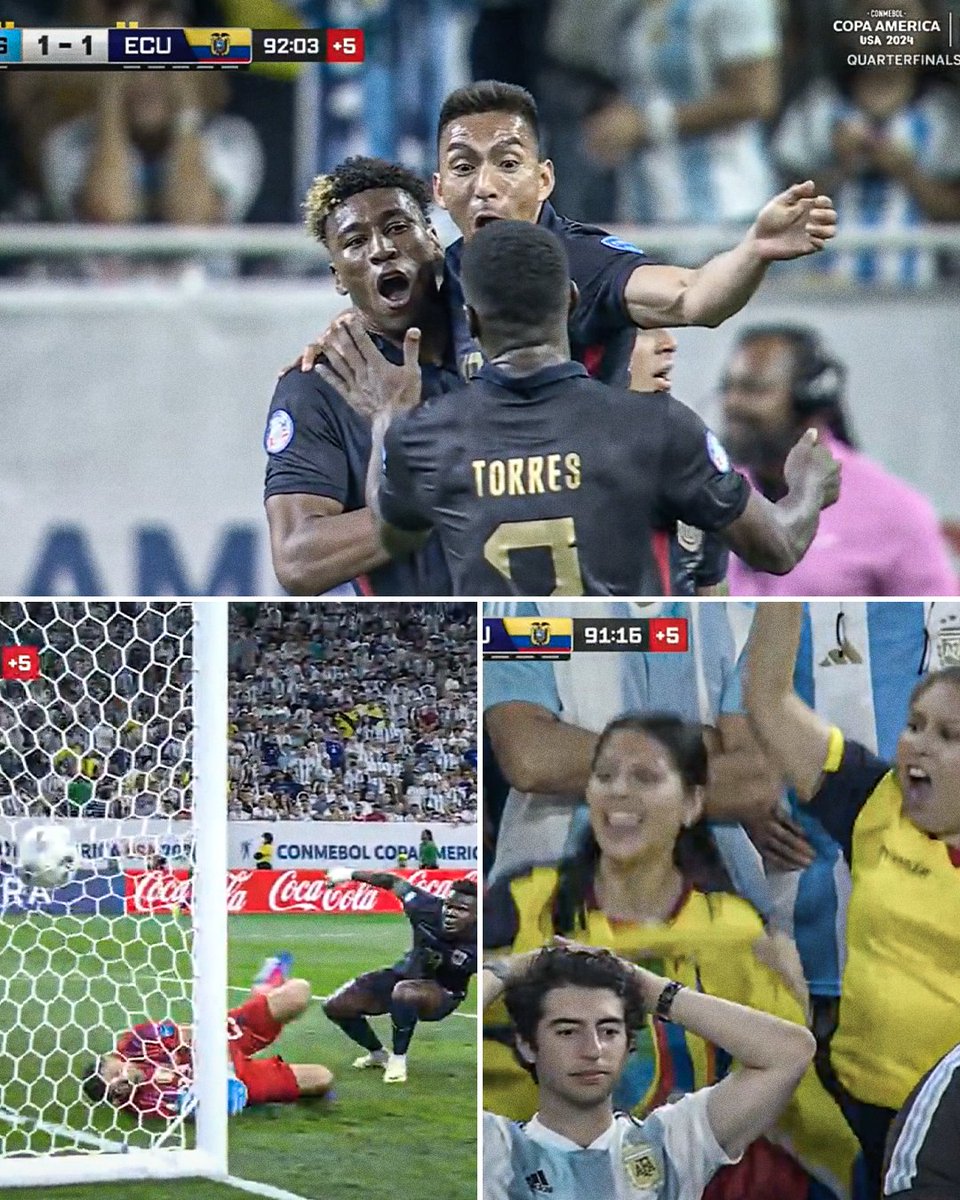ECUADOR EQUALIZE IN STOPPAGE TIME VS. ARGENTINA 😱😱😱

The goal was confirmed after a lengthy VAR review.