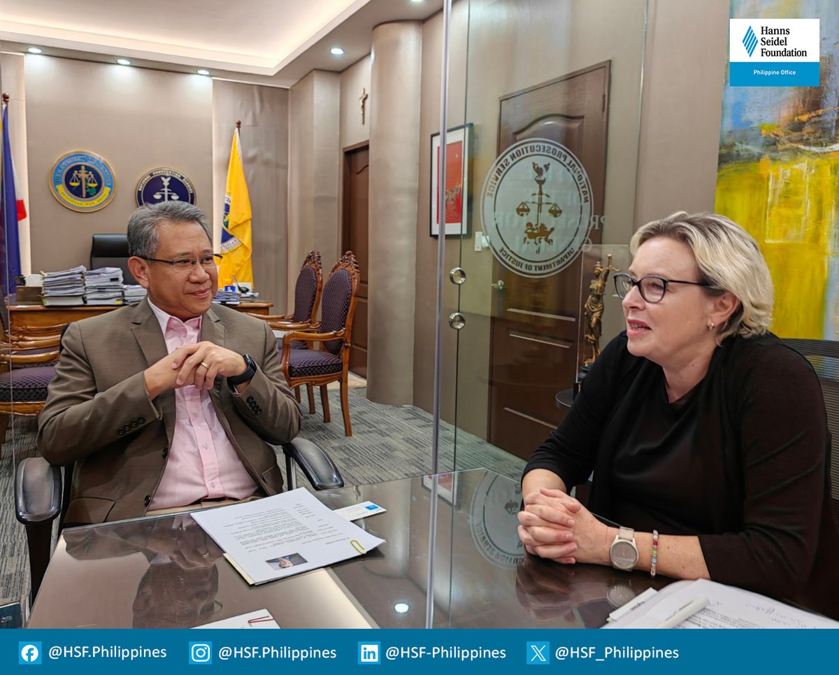 Dr. Susanne Luther, Director of the <a href="/HSSde/">HSS</a> Institute for International Cooperation, pays a courtesy visit to Prosecutor General Benedicto A. Malcontento of the <a href="/dojphofficial/">Department of Justice (DOJ)</a> (DOJ) National Prosecution Service (NPS) in her first meeting of a three-day visit to the Philippines.