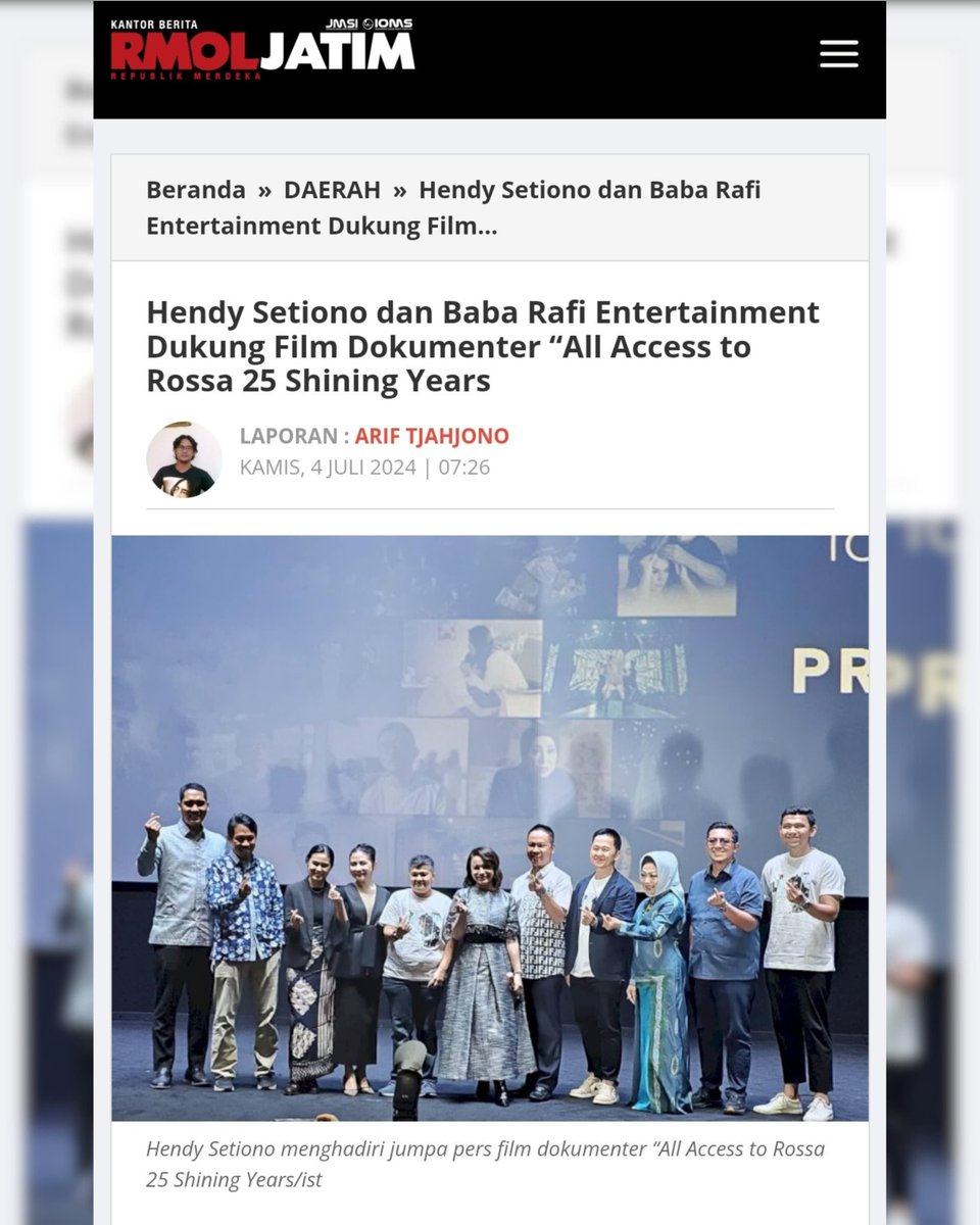 laukdanbuah's tweet image. Support dari Hendy Setiono untuk film dokumenter all access to rossa 25 shining  years

#SobatMasHendy #SaveProfBUS
Selingkuh PBNU Banser Pelakor Ketua KPU