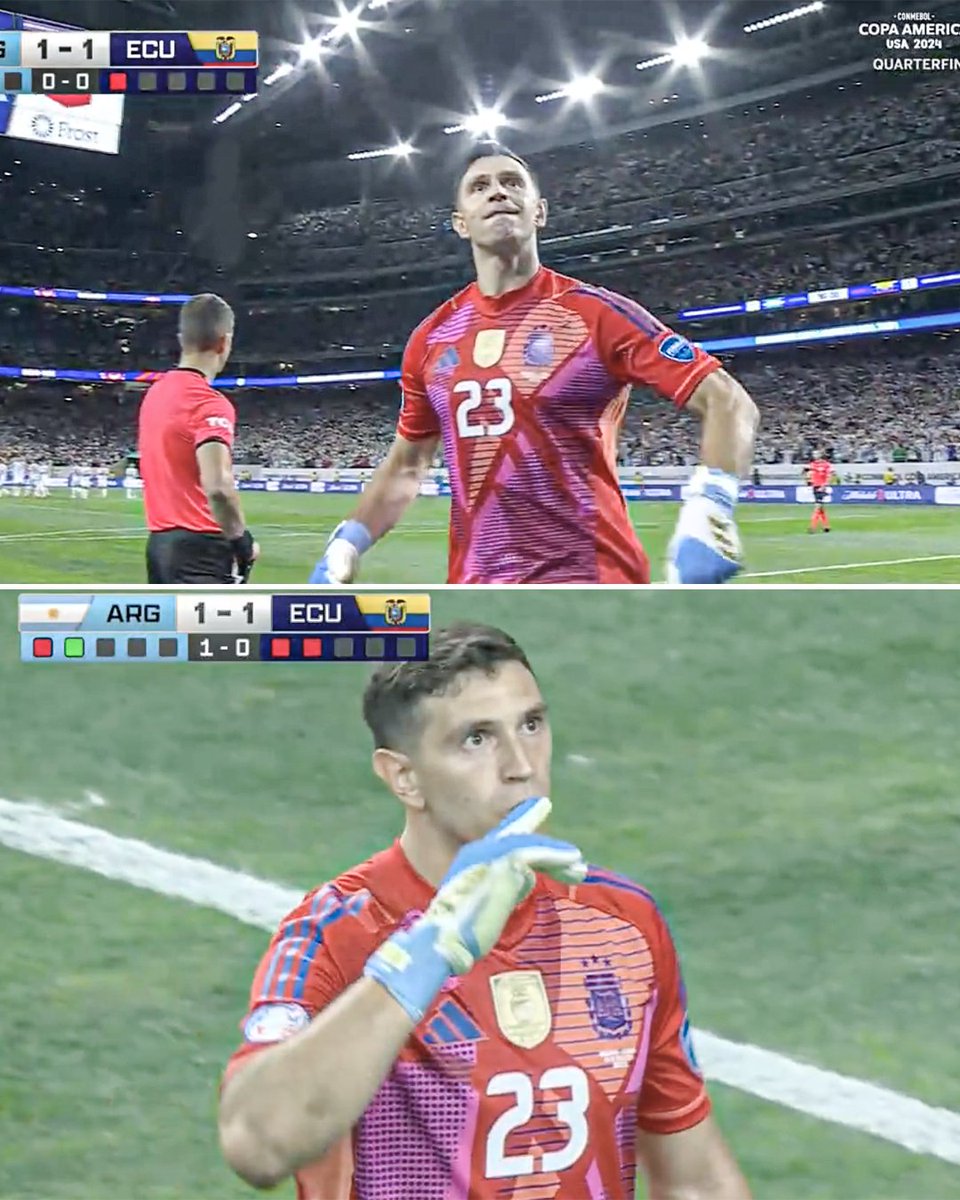 EMILIANO MARTINEZ WITH TWO STRAIGHT PENALTY SAVES TO START THE SHOOTOUT!

DIBU LIVES FOR THESE MOMENTS 🔥