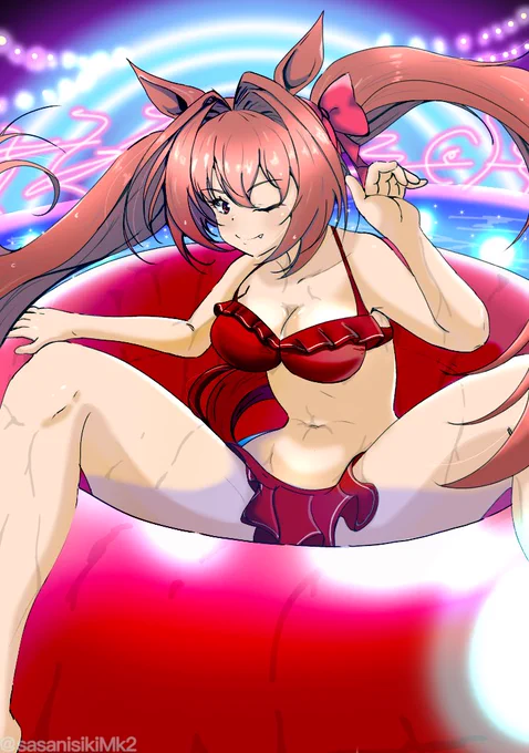 今日も暑いですね… 水着で涼しく  #ウマ娘