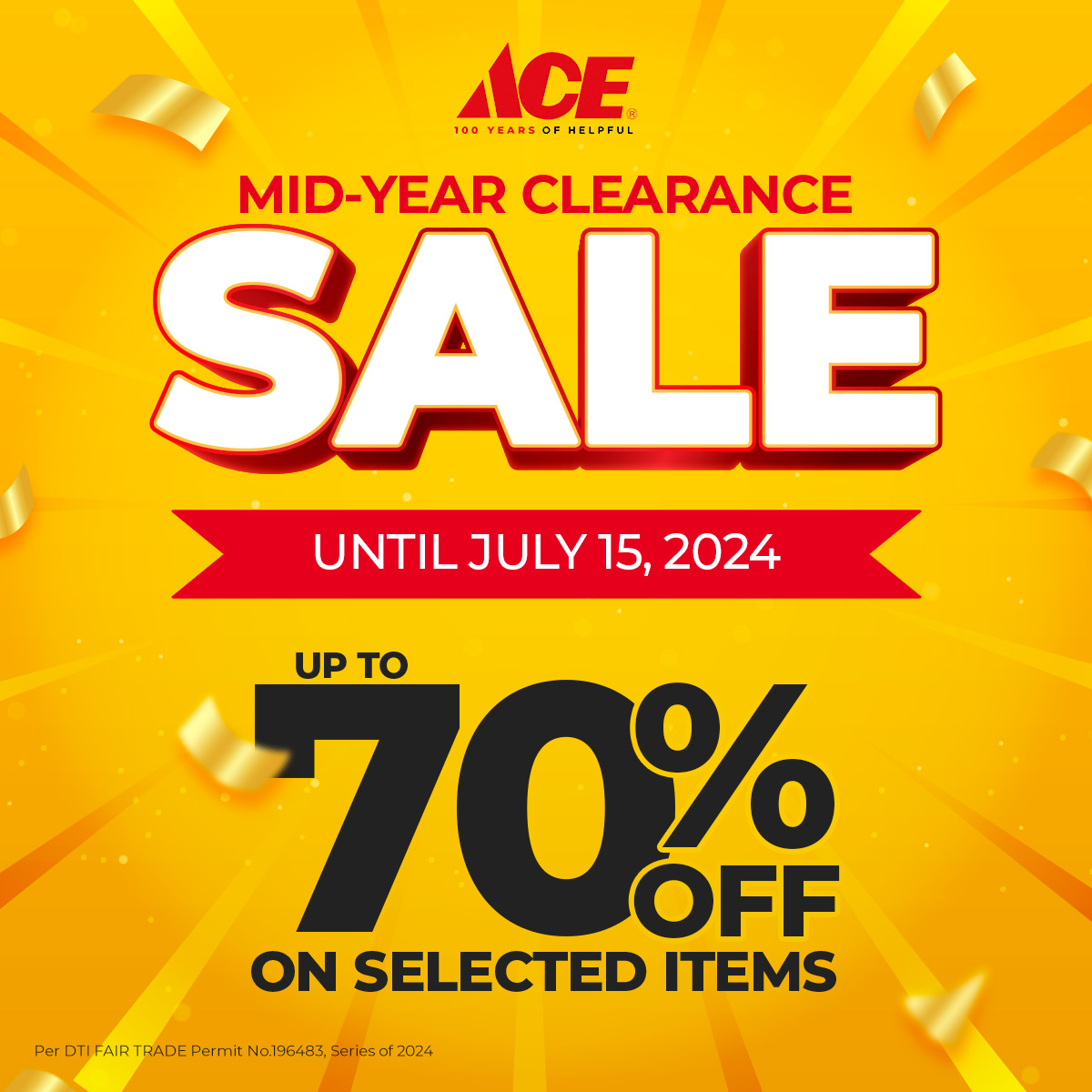 smcitysanlazaro's tweet image. ✨ACE Mid-Year Clearance Sale is here! Enjoy amazing deals on your favorite home improvement essentials until July 15. ​​

📍 Shop now at ACE #SMSanLaz located at 2nd Level
​
#ACEHardwarePH #ACEHelpful
#EverythingsHereAtSM #YoureAlwaysWelcomeHere #AweSM #ShareTheVibesAtSMSanLaz