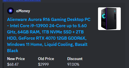 eMoney_HQ's tweet photo. 🚨$3000 PC FOR $70🚨

Amazon MESSED UP and sold this to us

Members secured HUNDREDS ✅

RT + LIKE + COMMENT "PC"

SENDING THIS DEAL TO EVERYONE https://t.co/Pk3xdhvbTE