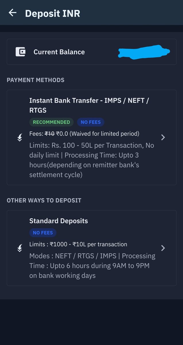 pawanbhattad's tweet photo. @WazirXIndia why does depositing fiat currency has so many options and withdrawing has only one. Is this to discourage withdrawing with more fees, as it limits per transaction withdrawal amount https://t.co/Lz0rGj7V9U