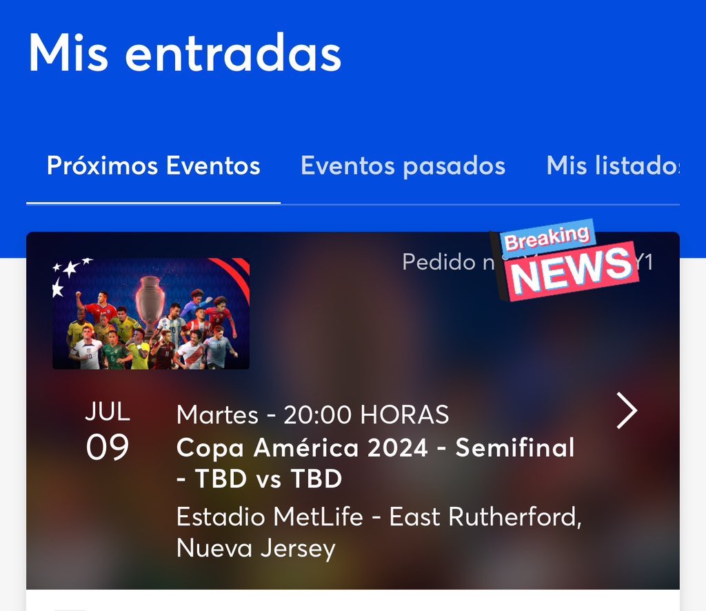 Vendo entrada semifinal Sección 101, 900 usd #ARGECU