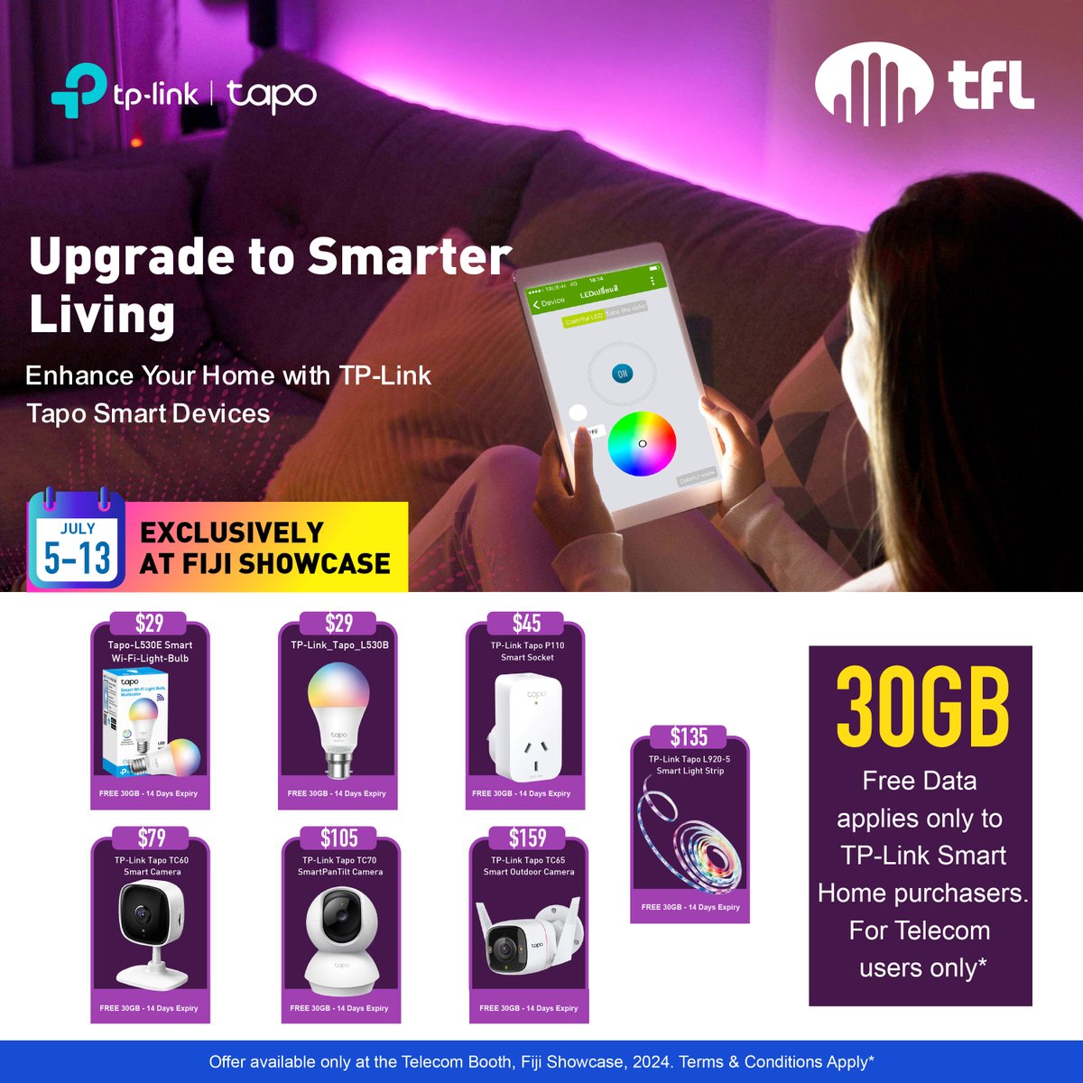TelecomFJ's tweet photo. #Transform your home with #Google & #TPLink Tapo smart devices! Visit the #TelecomBooth at the #FijiShowcase from July 5th-13th for #GoogleNest, #SmartLights, #Cameras & more. Upgrade to smart living today! #TelecomFiji #SmartLiving #GoogleNest #TPLINKTapo #SmartHomeDevices https://t.co/ovDzyBUPcN