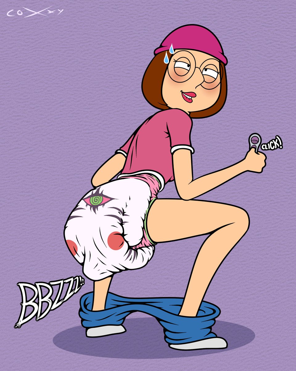 diaper anal plug Meg with a buzzy butt plug in her diaper, commission for WalpurrgisSin  #abdl #abdlart #abdlgirl #diapergirl