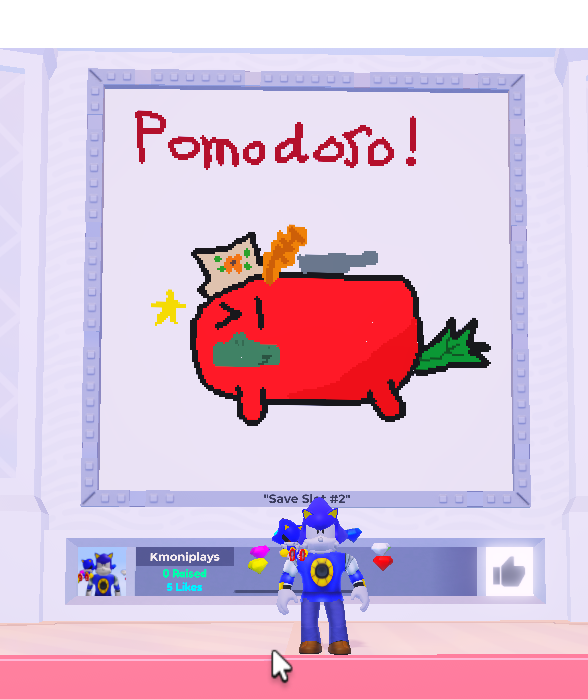 Kmoniracer's tweet photo. I tried drawing Pomodoro in Roblox and this is what I got... Do you think I did good though? Let me know your opinions! 🖌️🎨 #ROBLOX #art  #AxieInfinity https://t.co/CfcfBaoJcJ