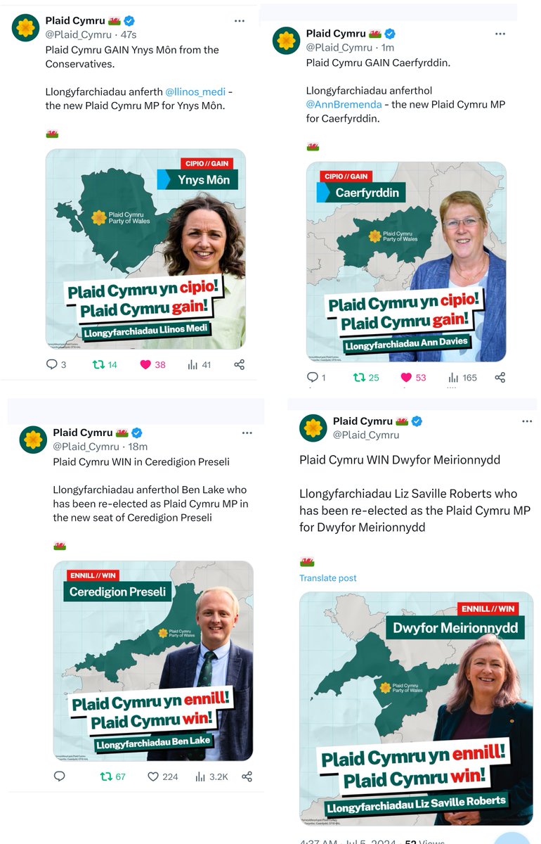 A very good night for <a href="/Plaid_Cymru/">Plaid Cymru 🏴󠁧󠁢󠁷󠁬󠁳󠁿</a> 😊