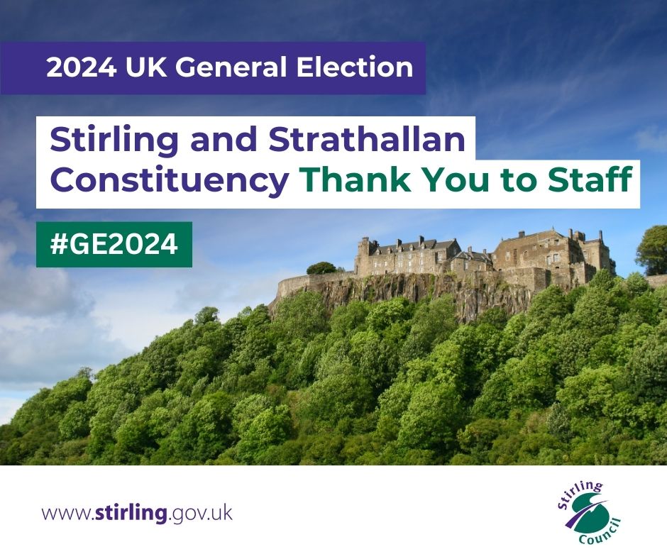 StirlingCouncil's tweet image. 🙌Thank you to everyone involved in tonight’s #GE2024 election count for #Stirling and #Strathallan.

Safe journey home!

#GeneralElection2024 #GE24ScotResult