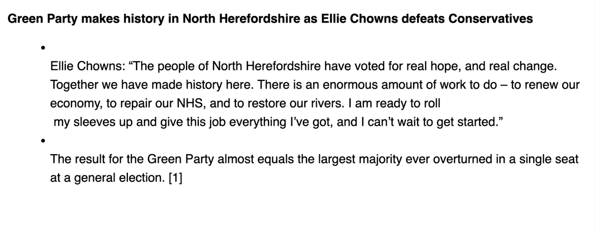 peterwalker99's tweet photo. *Three* seats for the Greens - they have won North Herefordshire. Hard to over-state how fascinating it is that they can now win in Tory-facing, non-urban areas. https://t.co/6bu292jTpO