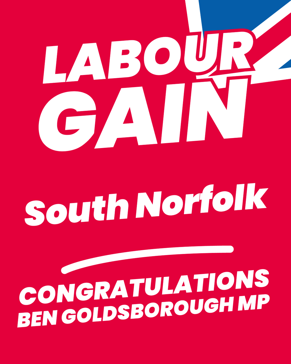 Labour GAIN South Norfolk from the Conservatives 🌹