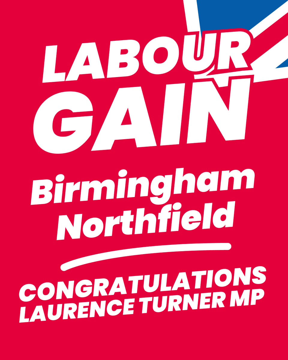 UKLabour's tweet photo. Labour GAIN Birmingham Northfield from the Conservatives 🌹 https://t.co/iS5ND2sQhE