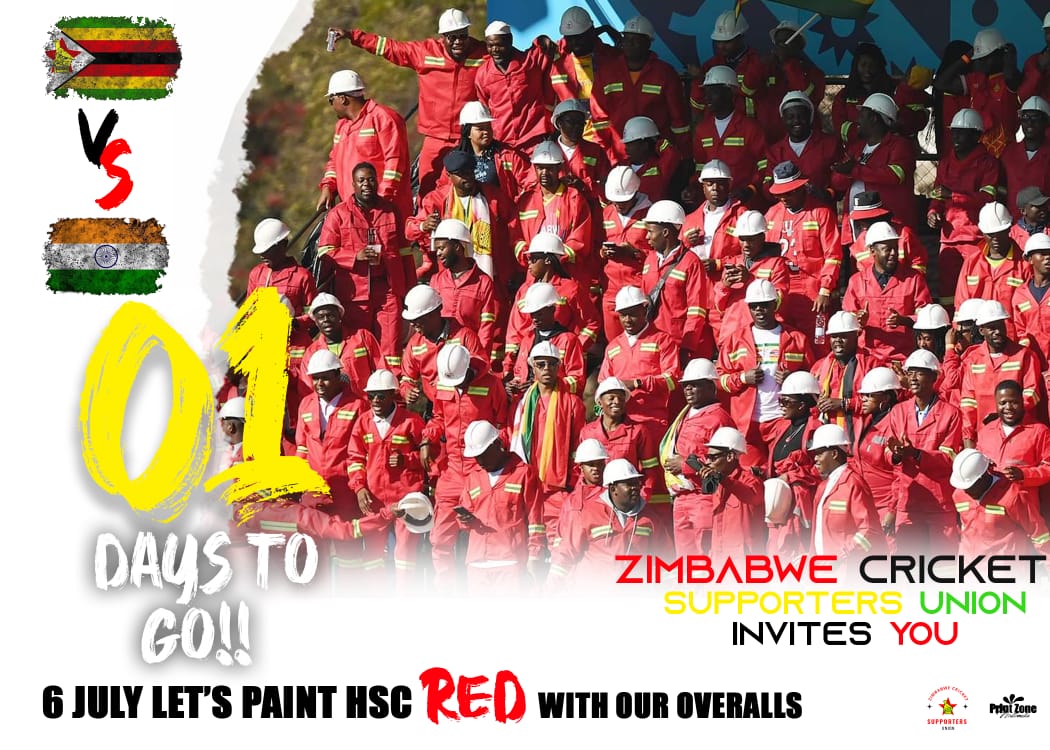 CastleCornerZW's tweet photo. Just 1 day left! 
The T20 World Champions are in for a wild ride.
Chevrons are ready to turn up the heat and show them who's boss! 🏏🔥 #ZIMvIND 
#Chevrons 
#RedOveralls 
#RedArmy https://t.co/DBZ34Z58BR