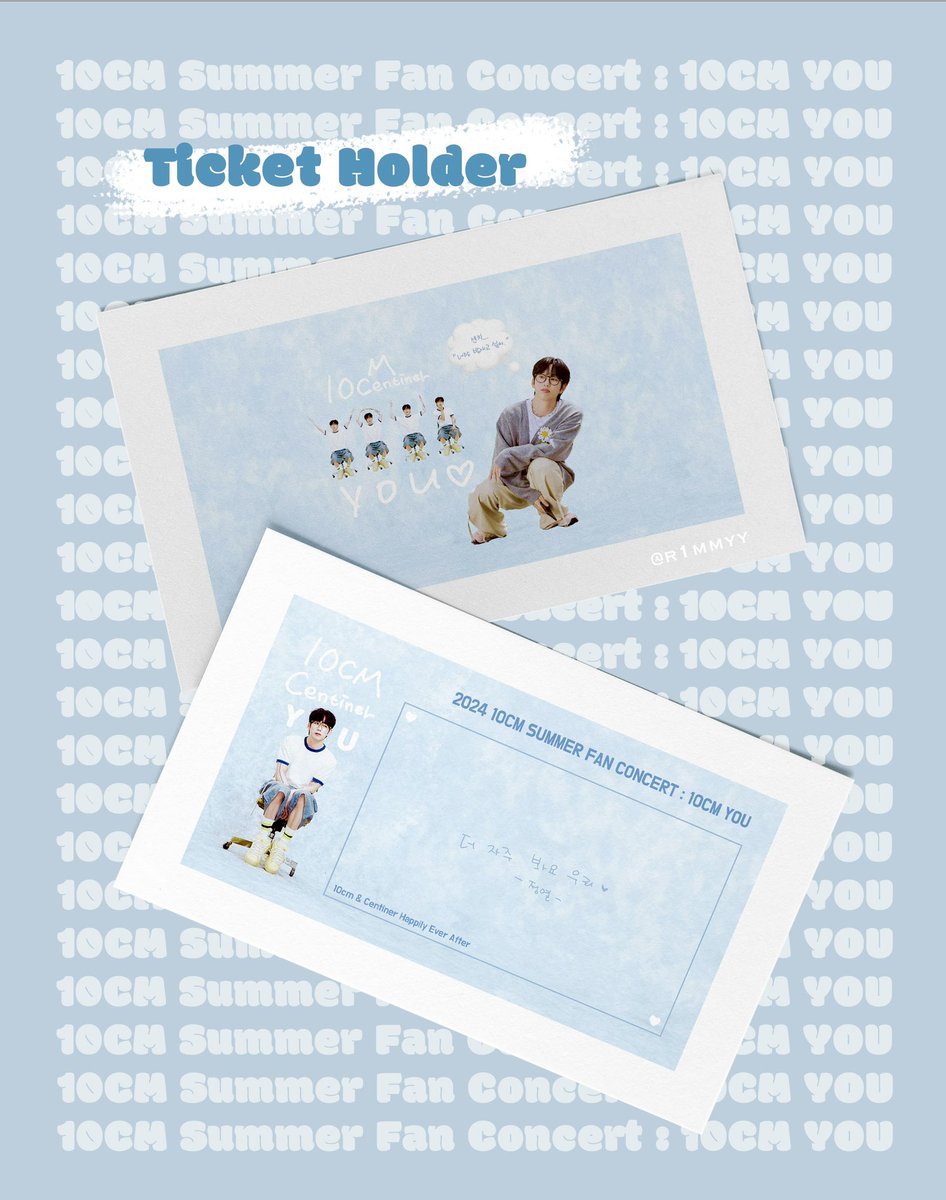10CM SUMMER FAN CONCERT “YOU”
십센치 첫 팬콘 기념 다시 돌아온 티켓 꽂이 나눔! 

 ʚɞ 날짜: 7월 6 &amp; 7일
 ʚɞ 수량: 각 50개 총 100개 
 ʚɞ 인증: #RT or 팔로우 
 ʚɞ 장소&amp;시간: 당일 공지

궁금한 점은 디엠 주세요 :)
#10CM #십센치 #권정열
