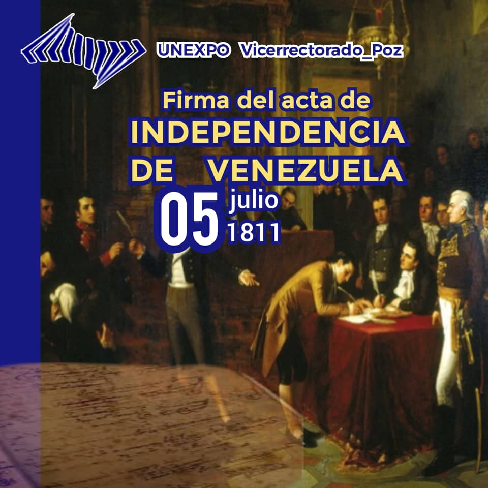 Firma del acta de independencia de Venezuela, 05 de Julio de 1811.