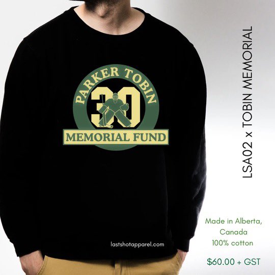 TobinTourney's tweet photo. T-shirts &amp; sweatshirts for sale! Last Shot Apparel will be onsite Saturday at the golf tournament, or pre-order now before they sell out.

💚 Thanks for your support, helping so many in honour of Parker. 💛

#PT30 https://t.co/XIIgnKEB4w