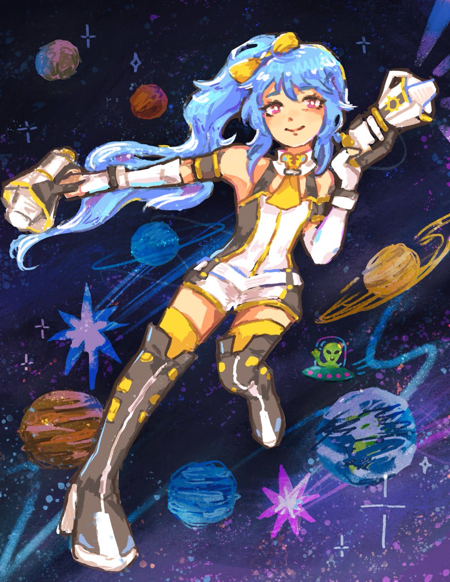 #senmeifanartcontest congrats to all the finalists for making it! I really liked drawing her :). My favourite part of my entry is the little alien～