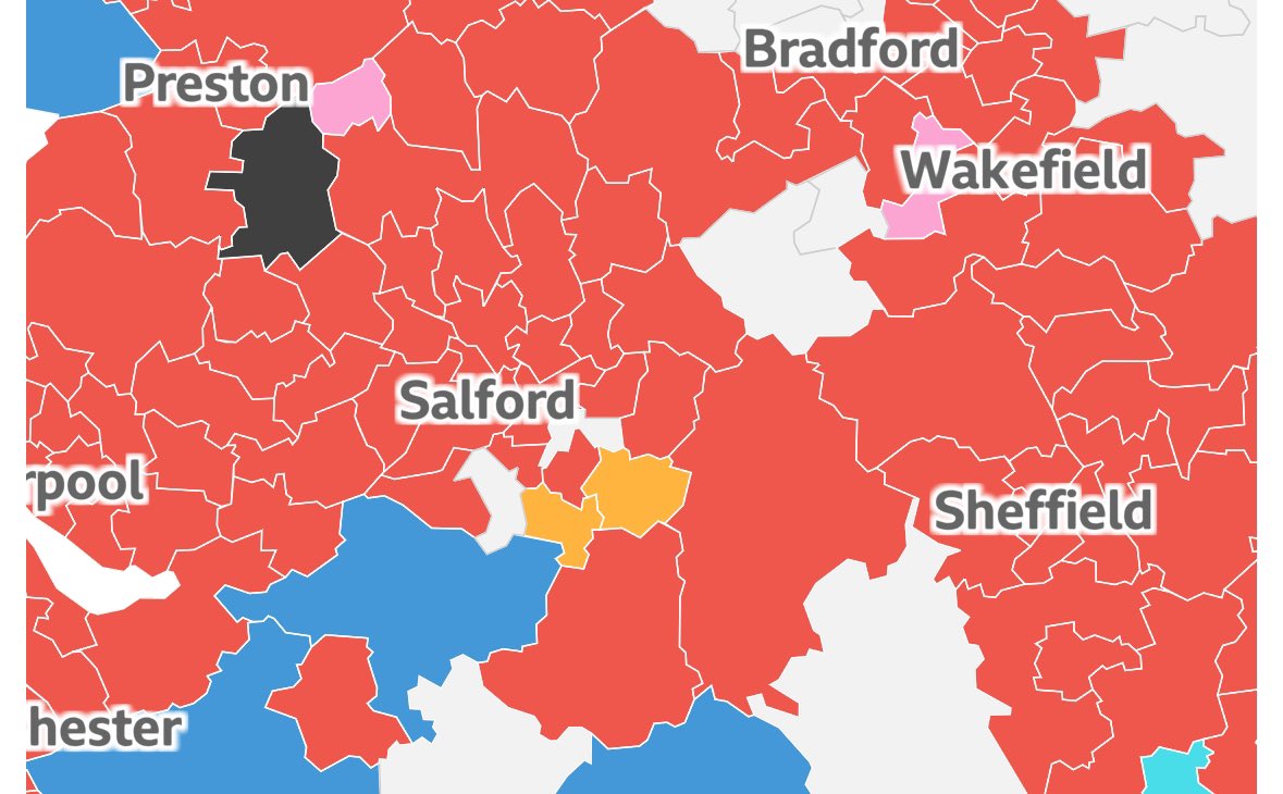 Safe to say the Red Wall has pretty much been rebuilt. In South Yorkshire alone, clean sweep for Labour as it regains Rother Valley, Doncaster East and  Penistone &amp; Stocksbridge from the Tories.