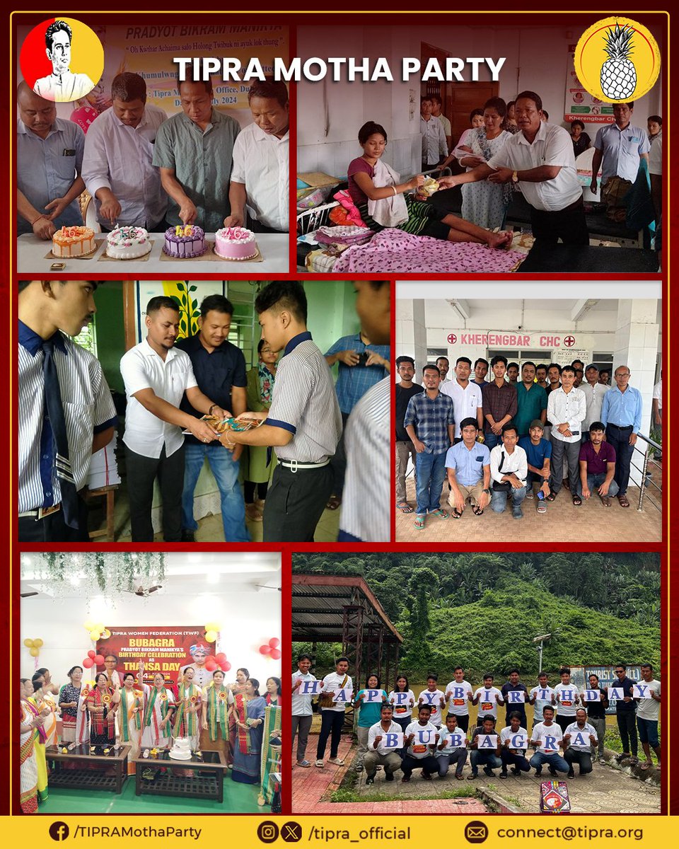 tipra_official's tweet photo. Yesterday, #Bubagra @PradyotManikya’s birthday was celebrated as #ThansaDay with great zeal and enthusiasm across the state by our warriors and the people of #Tripura.
#BubagraLongLive
#TIPRA https://t.co/o8gx4W5Jph