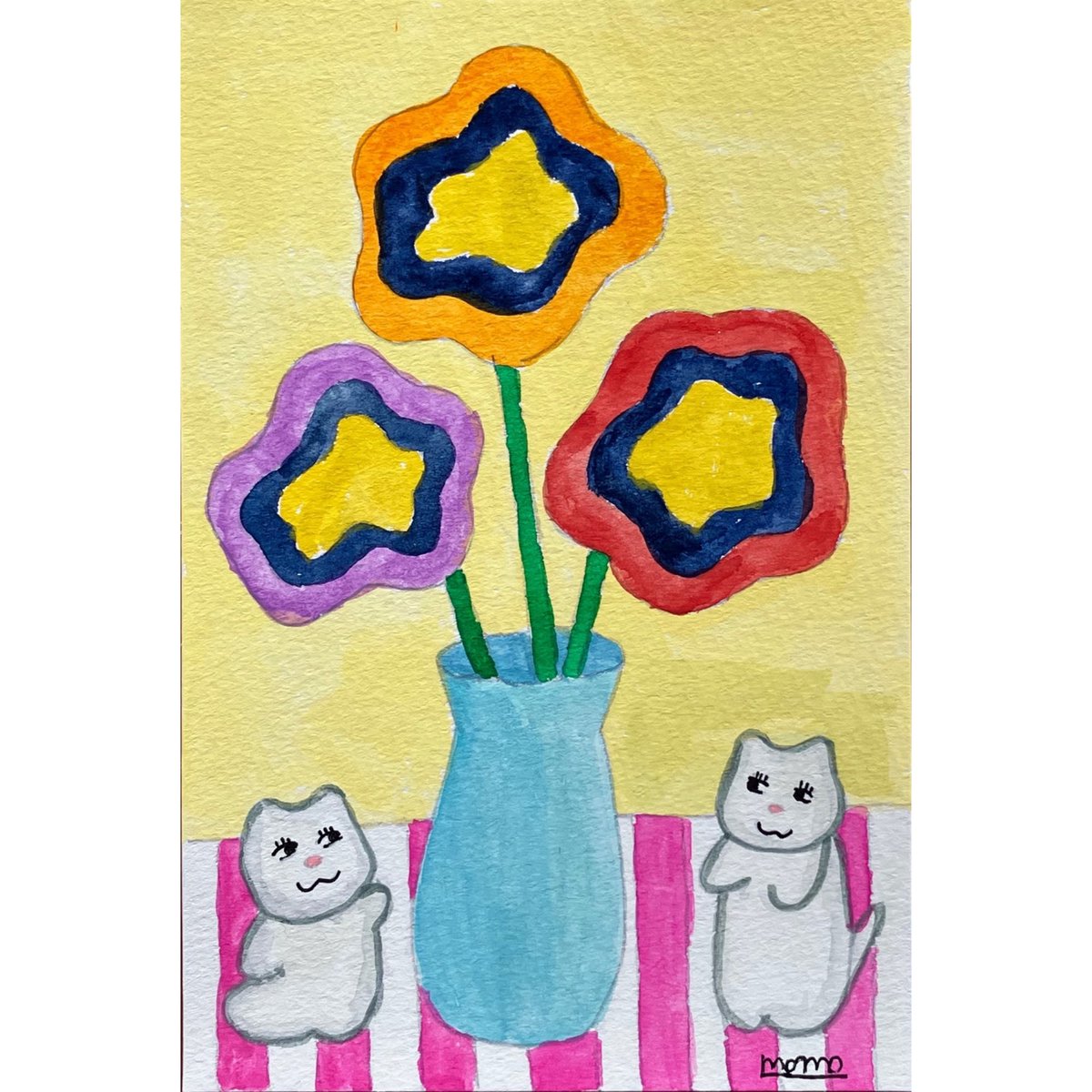 カラフルなお花とねこさんたち
#猫 #猫イラスト #アナログイラスト #イラスト好きな人と繋がりたい