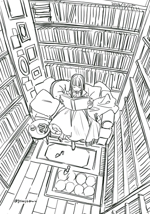 こういう書庫の中の穴蔵みたいな空間のすみっこに快適なソファベッドを押し込んで、コーヒー紅茶とおいしいお菓子とご飯を持ち込んで1日中本を読んでは寝てみたいな一日がほしい