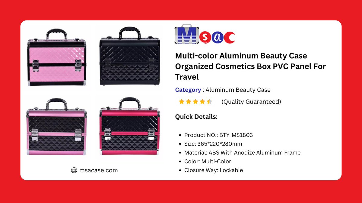 MSACaseCo's tweet photo. Are you looking for a travel-friendly makeup case that keeps you organized and stylish? Our multi-color aluminum beauty case features a PVC panel for easy viewing and safe storage.

Visit our website to order wholesale aluminum beauty cases from MSACase. https://t.co/1BBe8Ck8R8 https://t.co/wpr0xgd069
