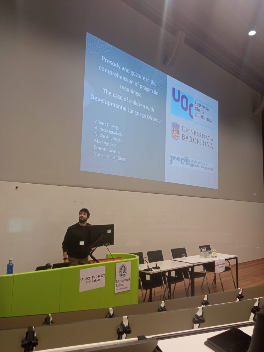 Grecil Lab (UOC-UB) (@grecil_lab) on Twitter photo 🗣️ PhD student <a href="/albert_giberga/">Albert Giberga</a> has presented the oral comunication "Prosody and gesture in the comprehension of pragmatic meanings: The case of children with Developmental Language Disorder" 👐🏼 (#DLD) in the Speech Prosody congress - Leiden <a href="/SP2024Leiden/">Speech Prosody 2024</a>
Congratulations! 🗣️ PhD student <a href="/albert_giberga/">Albert Giberga</a> has presented the oral comunication "Prosody and gesture in the comprehension of pragmatic meanings: The case of children with Developmental Language Disorder" 👐🏼 (#DLD) in the Speech Prosody congress - Leiden <a href="/SP2024Leiden/">Speech Prosody 2024</a>
Congratulations!