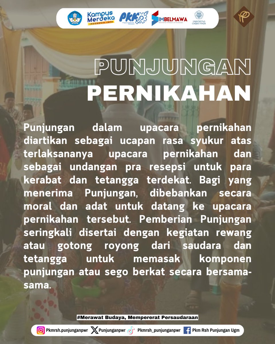 Punjunganpwr's tweet photo. "Merawat Budaya, Mempererat Persaudaraan." 

Hallo, Sobat PKM! 
Lebih tau lagi soal punjungan, yuk? Berikut adalah macam-macam tradisi yang mengadakan Punjungan di dalam rangkaiannya. Penasaran punjungan biasanya hadir  dalam tradisi apa saja? 29 https://t.co/pU4IrNsWs1