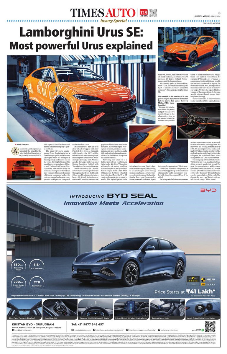 arpitmahendra3's tweet photo. Special Editions are always special and here's our #TimesAuto Luxury Edition supplement with today's Gurgaon Times Of India newspaper, powered by @TOIAuto https://t.co/2GPLZJJAD9