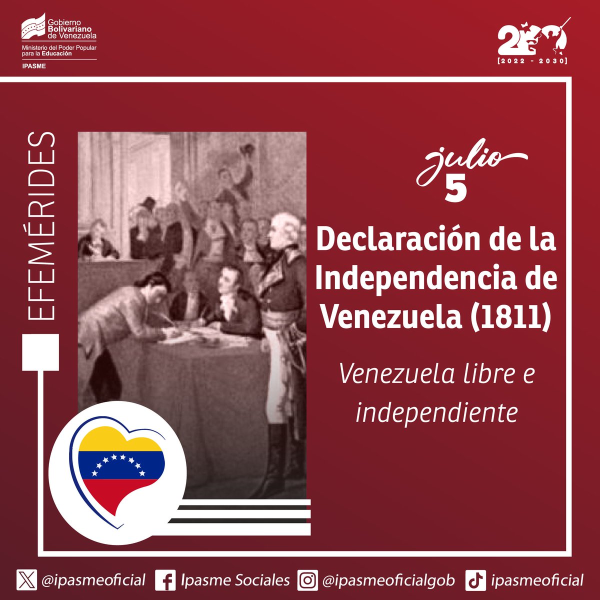 #Efemérides || Declaración de la Independencia de Venezuela (1811) 

#AyerHoyYSiempreIndependientes
<a href="/NicolasMaduro/">Nicolás Maduro</a> 
<a href="/_LaAvanzadora/">Yelitze Santaella</a>
