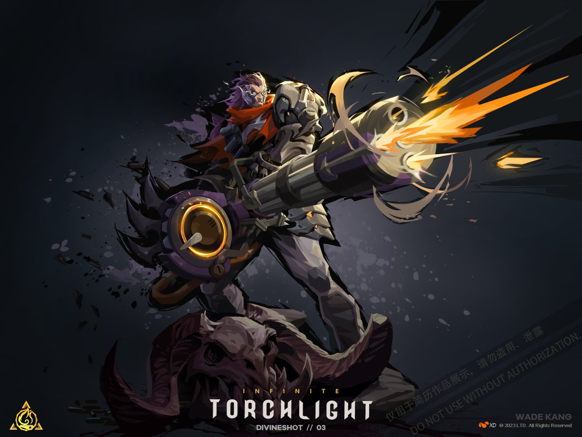 Wade5Kang's tweet photo. Dialogue portraits for Torchlight infinite. I left the Torchlight team a long time ago and I'm glad the official team did not abandon this hero. This is my personal version of the design. https://t.co/plty5yW8J0