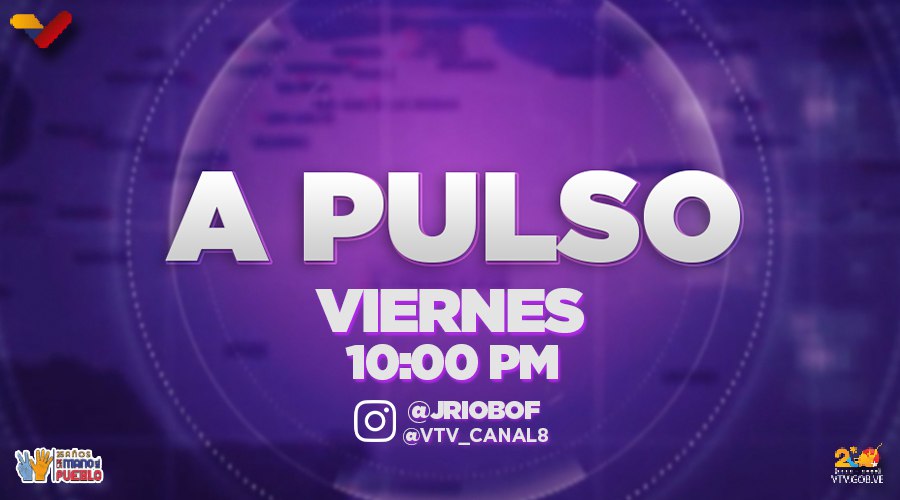 #ProgramasVTV📺| Cada viernes a las 10:00 pm disfruta de tu programa <a href="/APulso_VTV/">A Pulso</a> conducido por el periodista <a href="/JRioboVTV/">Julio Riobó VTV</a>, con excelentes entrevistas en las que el público también participa, a través del canal de todos los venezolanos <a href="/VTVcanal8/">VTV CANAL 8</a>
  
#AyerHoyYSiempreIndependientes