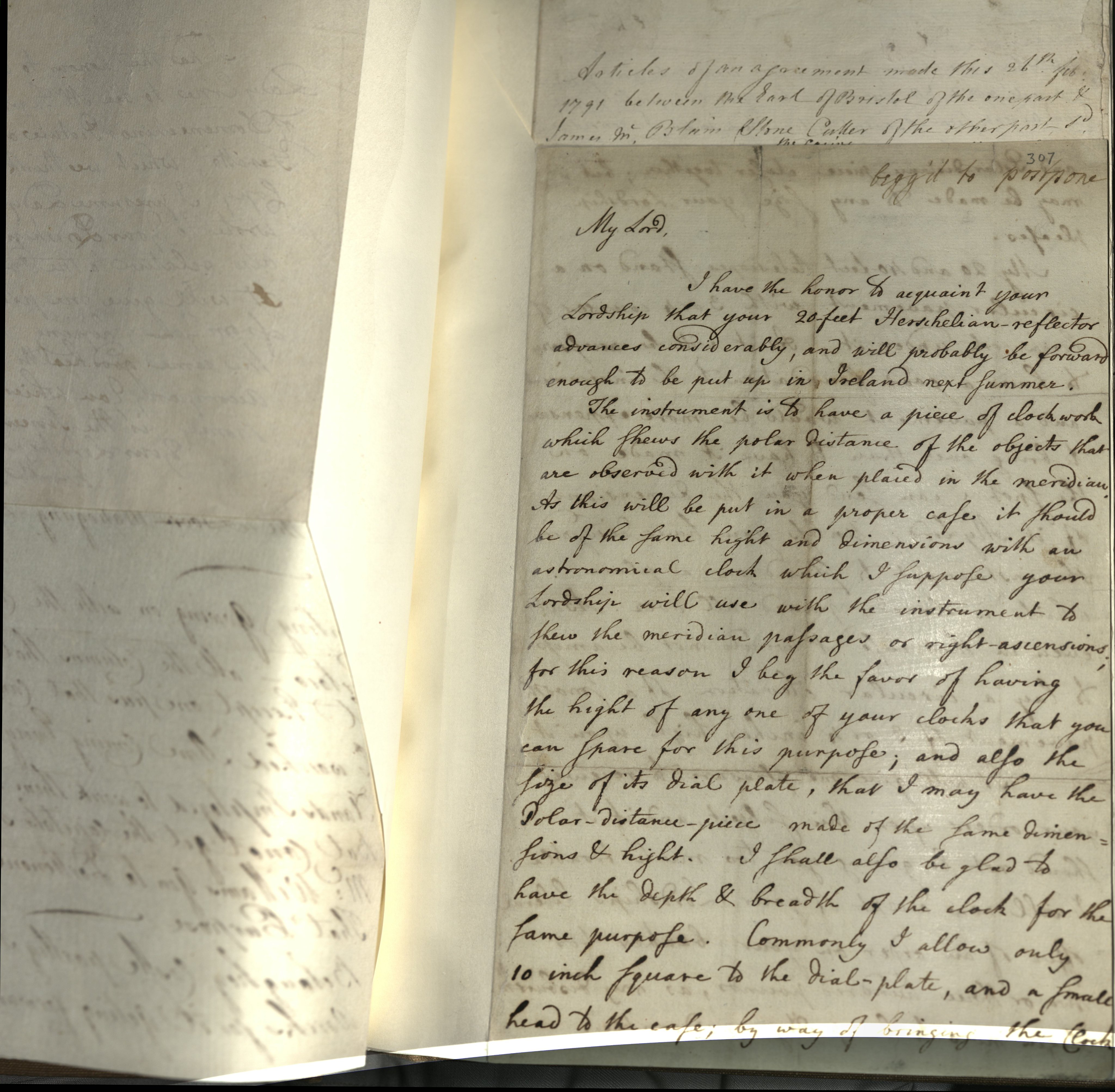 Close up photo of letter from the astronomer William Herschal from 1790